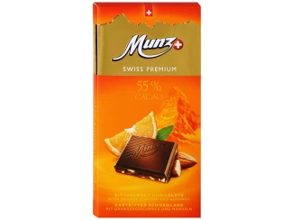 Чорний шоколад з апельсином та мигдалем Munz фото