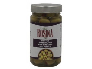 Оливки зеленые фаршированные красным перцем Rosina фото