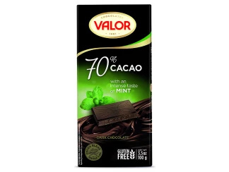 Чорний шоколад з м'ятою 70% Valor фото