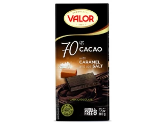 Чорний шоколад з карамеллю та сіллю 70% Valor фото