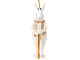 Фигурка декоративная Кролик с тростью светлый жакет 10 см LEFARD фото