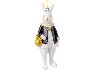 Фигурка декоративная Кролик с корзиной черный жакет 10 см LEFARD фото