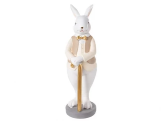 Фигурка декоративная Кролик с тростью светлый жилет 25 см LEFARD фото