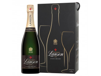 Champagne Lanson Le Black Label Brut (gift box 1 bt + 2 flutes) фото