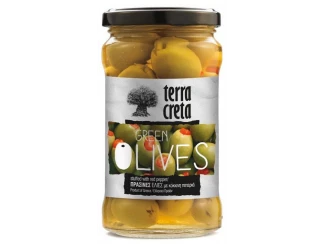 Оливки зеленые с перцем Terra Creta фото