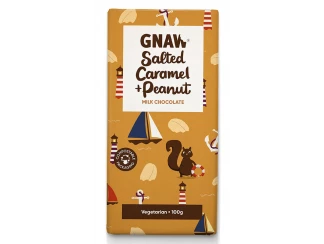 Шоколад молочный Бельгийский со вкусом карамели с солью и арахисом Gnaw фото