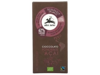 Шоколад черный 62% с ягодами Асаі Fairtrade Peru Alce Nero 50 г