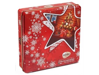 Конфеты пралине ассорти из молочного шоколада с ореховым кремом и хлопьями Christmas Stars Box фото
