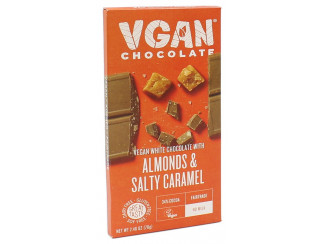 Вегетаріанський білий шоколад з мигдалем та солоною карамеллю VGAN фото