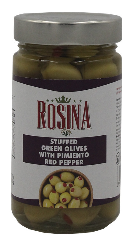 Оливки зелені фаршировані червоним перцем Rosina фото